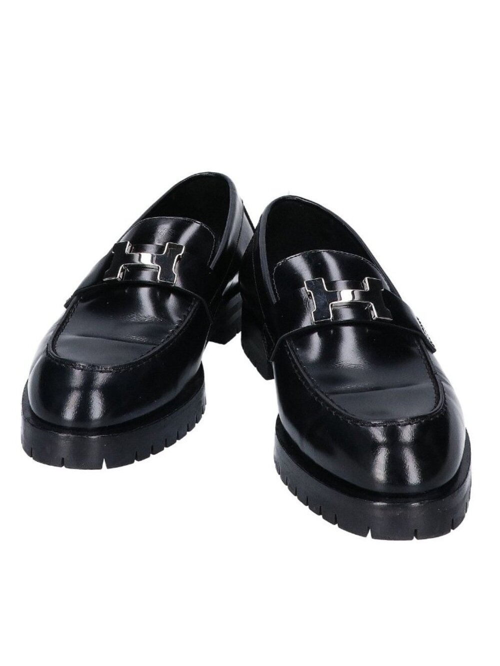Hermes Moccasins Fabre Calfskin Silver H Midsole Loafers
